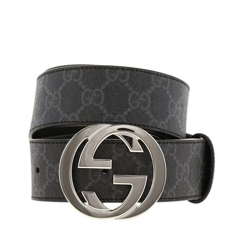 gucci cintura gg uomo metallo pelle 115 di colore nero|Cintura con fibbia Incrocio GG in pelle nera .